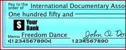Make checks payable to the IDA and write Freedom Dance in the memo field